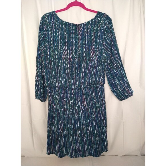 Apt. 9 Dress XL Blue w/colorful dots long sleeve jersey Elastic Waist top lined - Picture 2 of 10